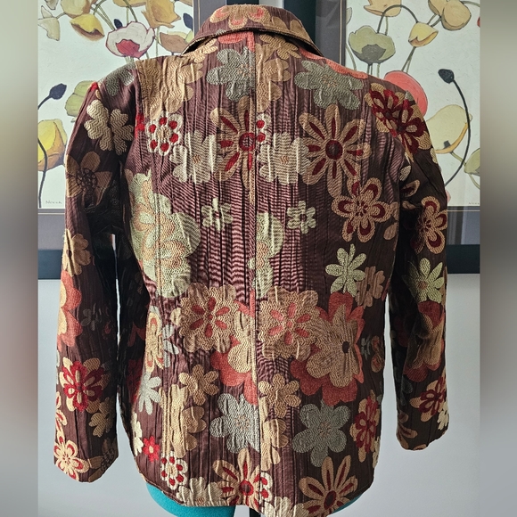 NWoT Unique Embroidered Floral Jacket Seasonless Wear 1X ELCC - Picture 6 of 12